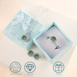 1ct Moissanite Jewelry Set in 925 Sterling Silver