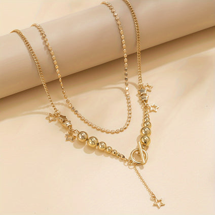 Chic CCB Beaded Necklace Set with Star Pendant Design