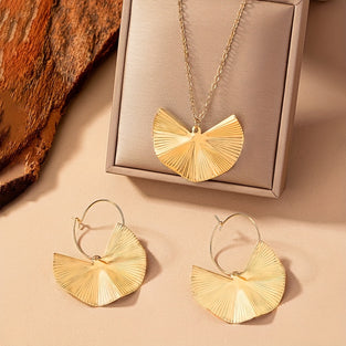 Ginkgo Leaf Design 14k Plated Jewelry Set