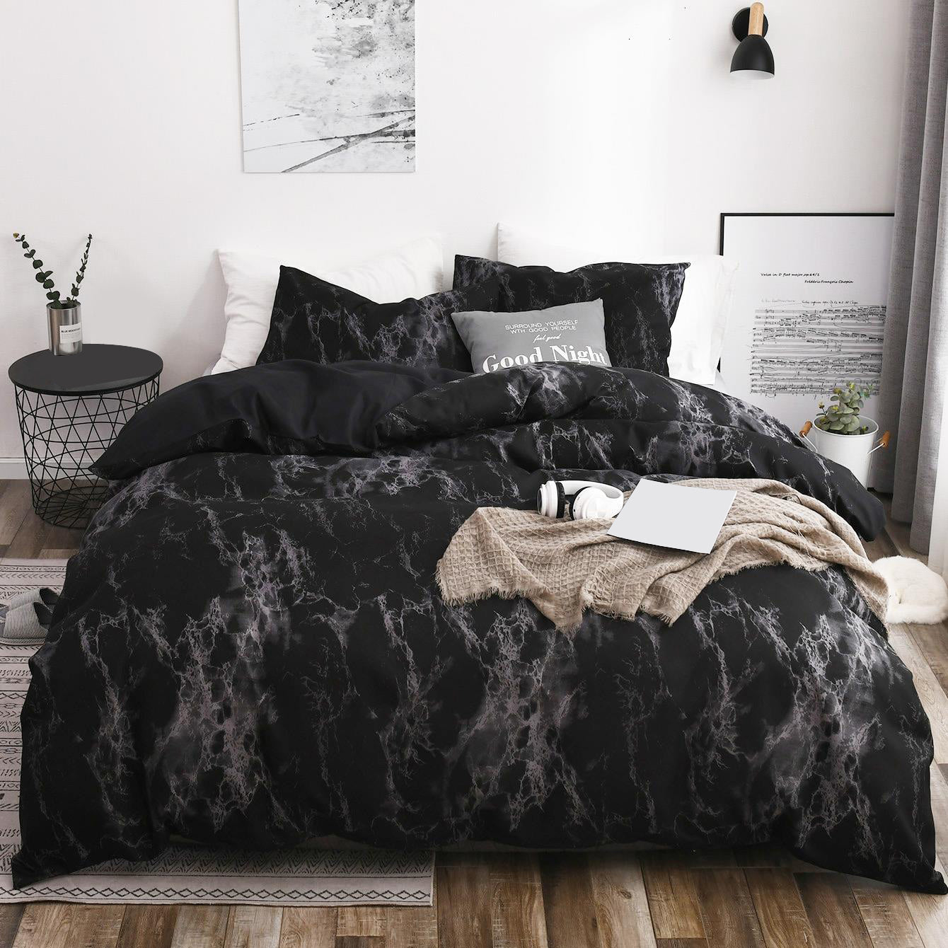 Elegant Marble-Inspired 3-Piece Duvet Cover Set