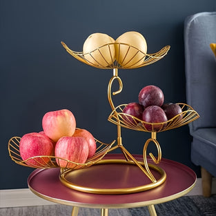 1pc Modern Creative Storage Rack, Iron Art 3-layer Fruit Plate, Living Room Coffee Table Snack Fruit Plate, Home Light Luxury And Beautiful Fruit Storage Tray, Living Room Decor, Party Supplies, Home Organization And Storage Supplies, Room Decor