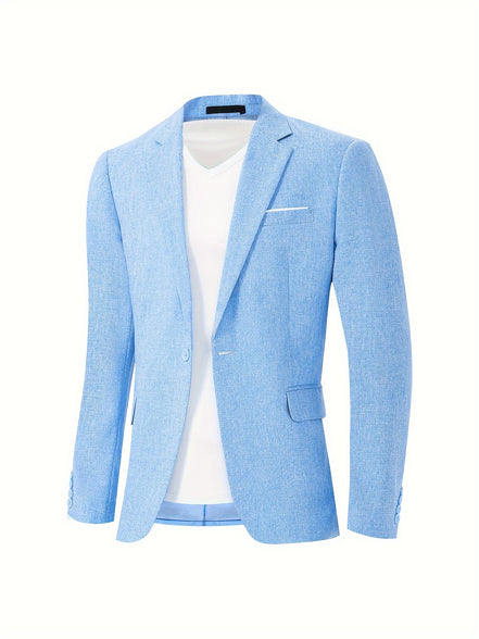 Men's Classic Business One-Button Blazer: A Solid Color Essential for Spring and Fall