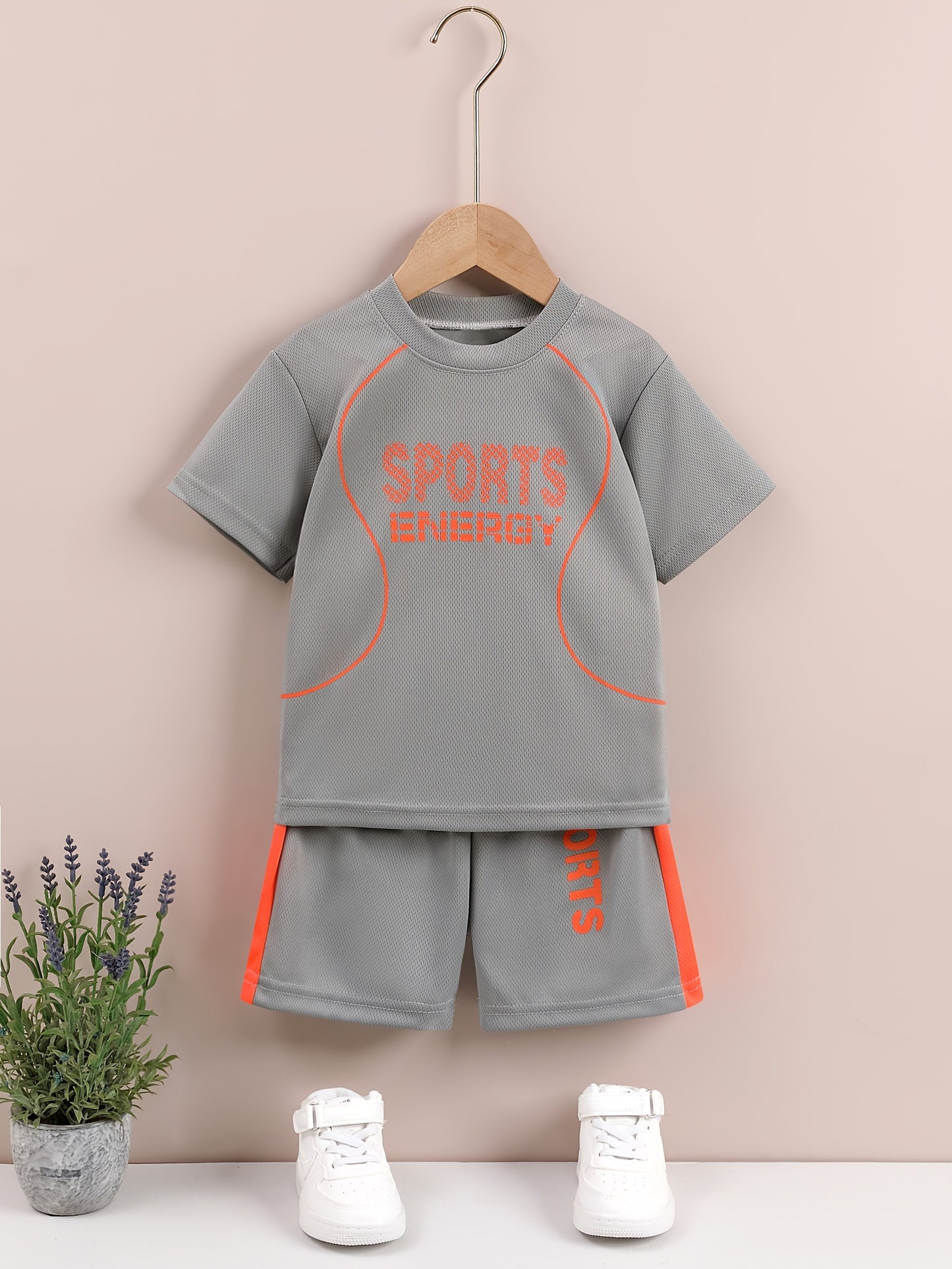 Sports Energy Print Boys 2-Piece Athletic Outfit Set: Quick Dry Summer Clothes