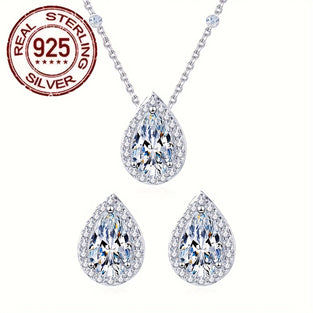 925 Sterling Silver Jewelry Set with Sparkling Zirconia Accents