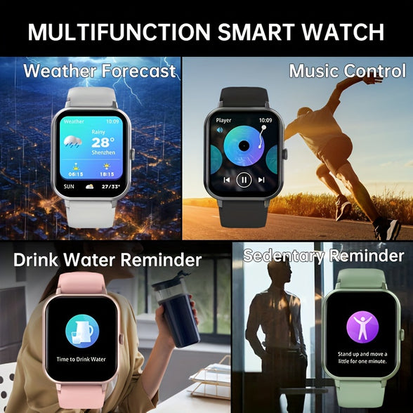 4.<br>65cm Full Touch Screen Smartwatch: Text, Call, 100 Sports Modes, Pedometer, Calorie Counter, Waterproof - Compatible with Android and iOS