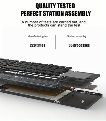 لوحة مفاتيح لاسلكية قابلة للطي ثلاثية الأضعاف تصميم فائق النحافة محمولة متوافقة مع أندرويد و iOS و ويندوز