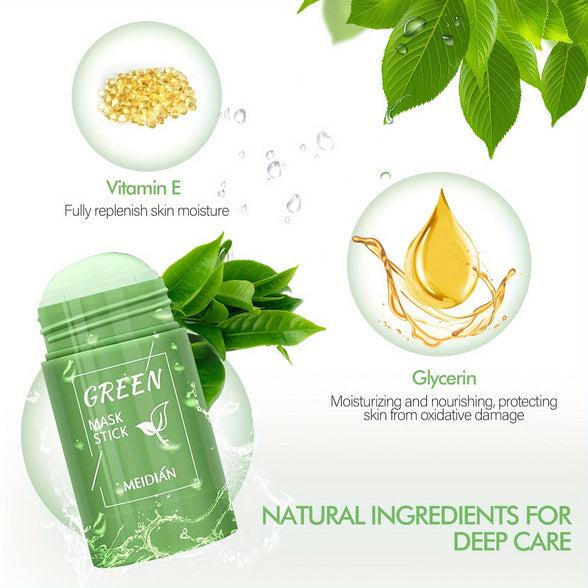 Green Tea Mask Stick: Deep Cleansing and Oil Control for All Skin Types - Moisturizes, Tightens, and Reduces Blackheads and Acne - Perfect for Men and Women