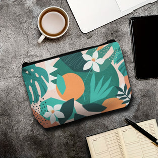 1pc Cosmetic Bag For Women, Dacron Toiletry Bag, Aesthetic Ladies Hand Bag Pencil Case, Plants Make Up Organizer With Zipper