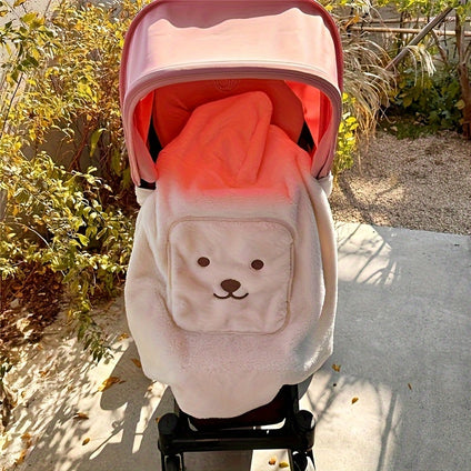 Bear Stroller Windproof Throw Blanket Ultimate Solution for Keeping Your Baby Warm and Cozy Plush Design for Fall and Winter High-Quality Thickened