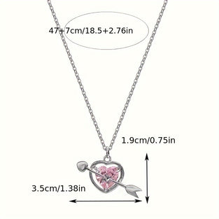 Y2K Pink Crystal Heart Pendant Necklace Perfect Party Date Gift