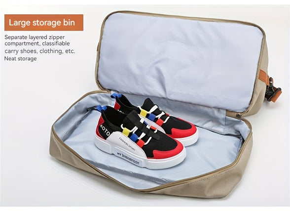 Ultimate Travel Companion: Large Capacity Boarding Luggage Bag with Shoe Compartment and Wet/Dry Separation