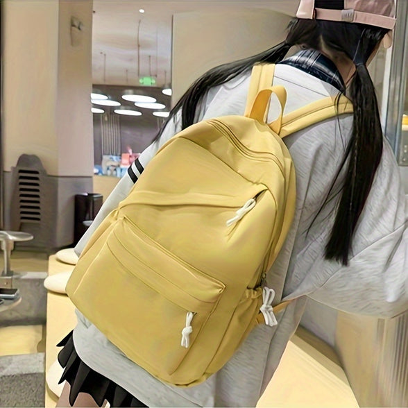 Chic Solid Color Backpack for Students: Perfect for School and Casual Outings