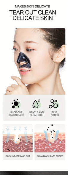 2pcs Bamboo Charcoal Peel-Off Cleansing Mud Mask - Blackhead Cleanser for Acne-Prone Oily Skin