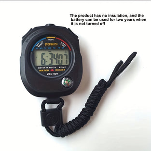 Black Multi-Function Electronic Stopwatch Timer with Large Display - Perfect for Sports Coaches, Fitness Coaches, and Referees