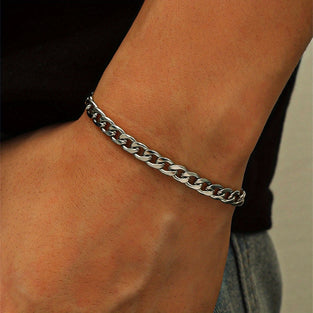 Men's Minimalist Stainless Steel Chain Bracelet: Hip Hop Jewelry for the Modern Man