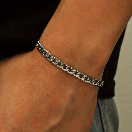 Men's Minimalist Stainless Steel Chain Bracelet: Hip Hop Jewelry for the Modern Man