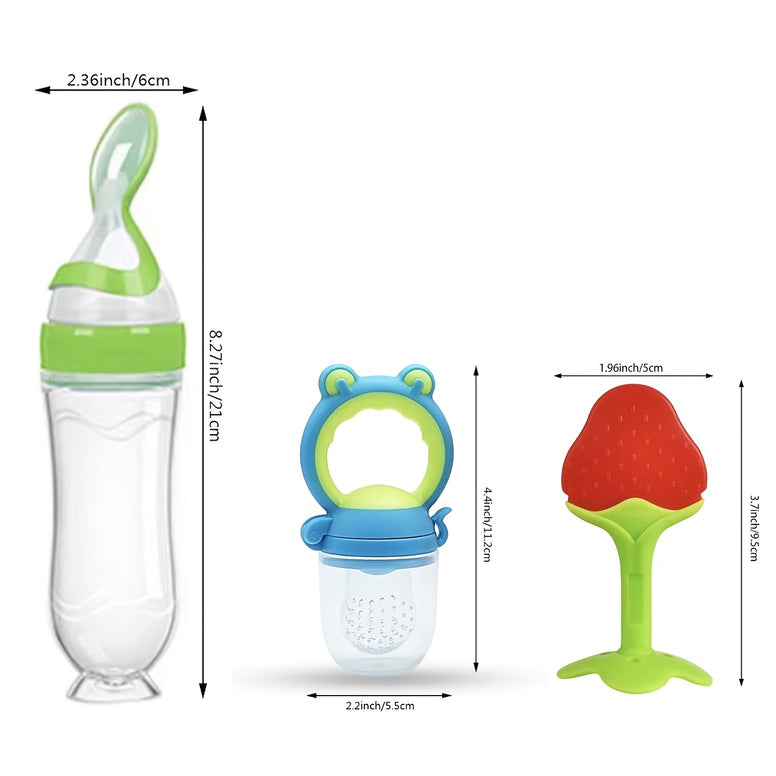 Clip Feeding Set 7 Piece Ergonomic Silicone Squeeze Feeder BPA Free Includes Milk and Water Bottle Convenient for Parents