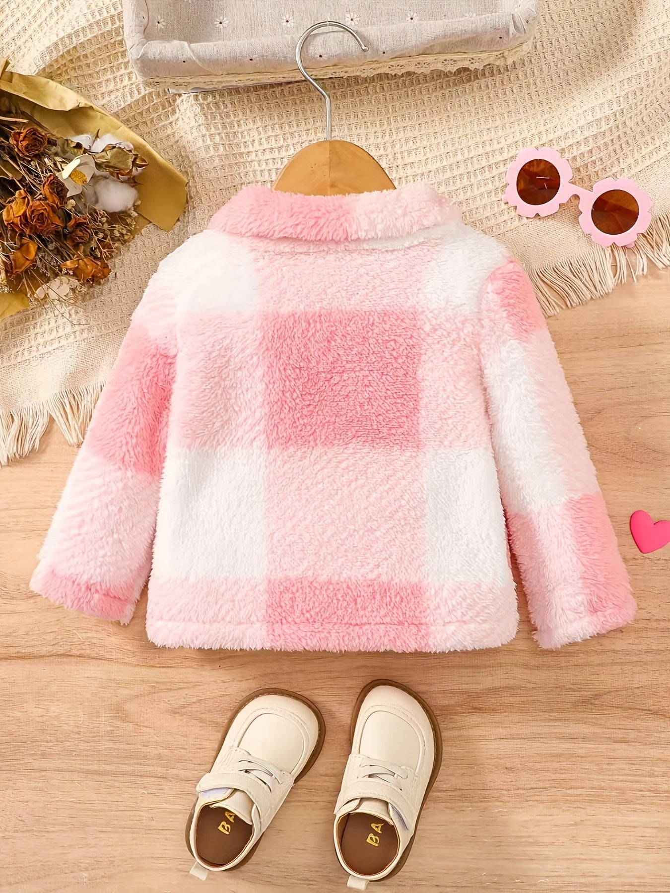 Cozy Chic: Baby Girls' Fuzzy Plaid Jacket