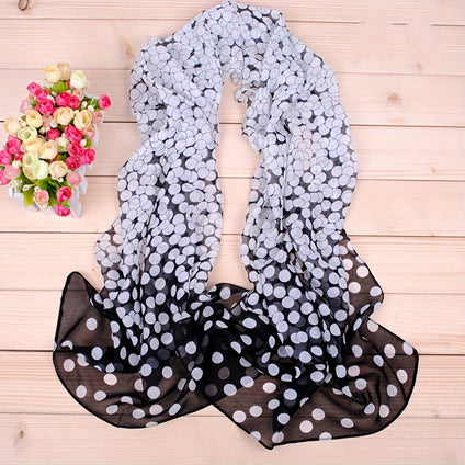 50.01cm×150.01cm Casual Chiffon Scarf Dot Print Single Color Gradient Windproof Shawl Outdoor Travel Beach Towel Sunscreen Head Wrap