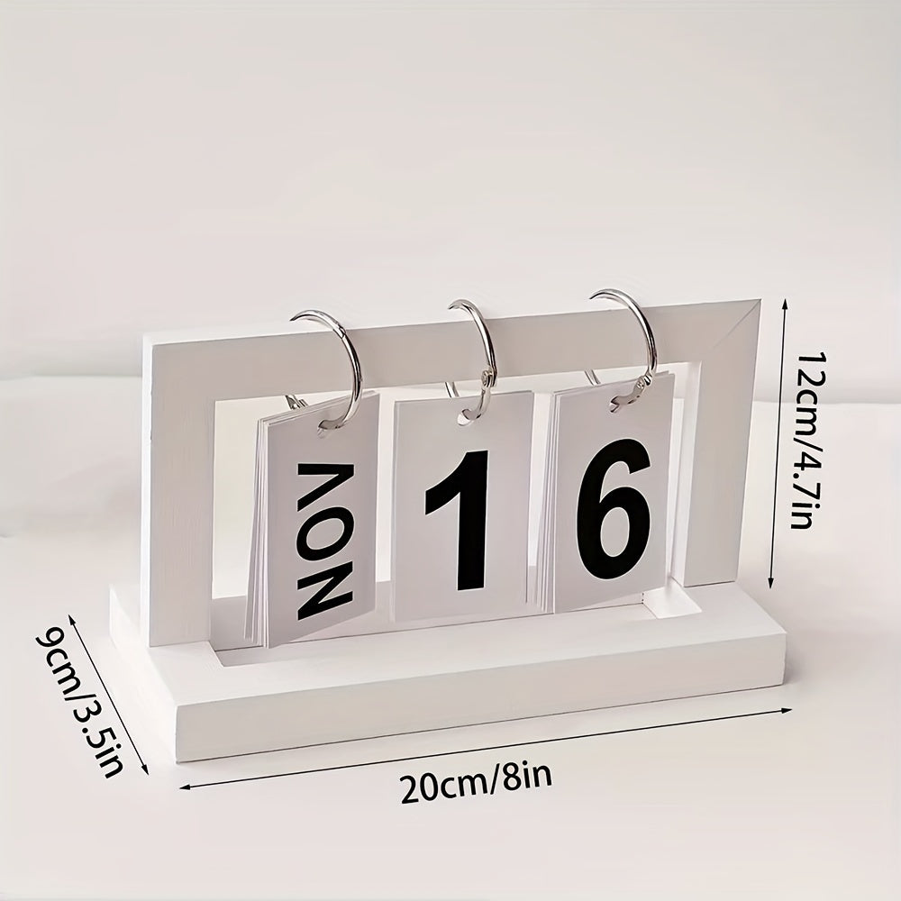 Elegant Wooden Desk Calendar with Bilingual Display in English and Arabic