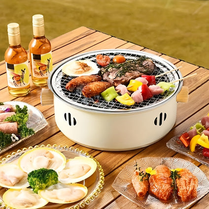 1pc Portable Barbecue Grill, Charcoal Stove, Stainless Steel Split Barbecue Grill, Round Barbecue Grill, Outdoor Camping