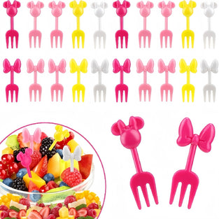 10pcs Fruit Forks, Creative Bowknot And Mouse Style Fork, Dessert Fork, Small Plastic Fork For Home Kitchen Restaurant Picnic Camping Party, Party Supplies, Bento Accessories, Flatware Accessories