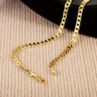 18K Gold Plated HipHop Charm Necklace with Cuban Chain