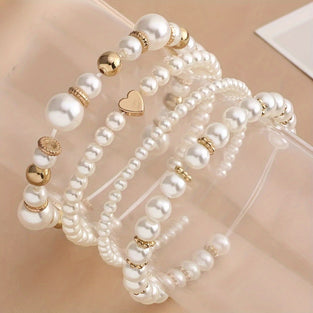 Vintage Pearl Bracelet Set Perfect Valentines Day Gift for Her