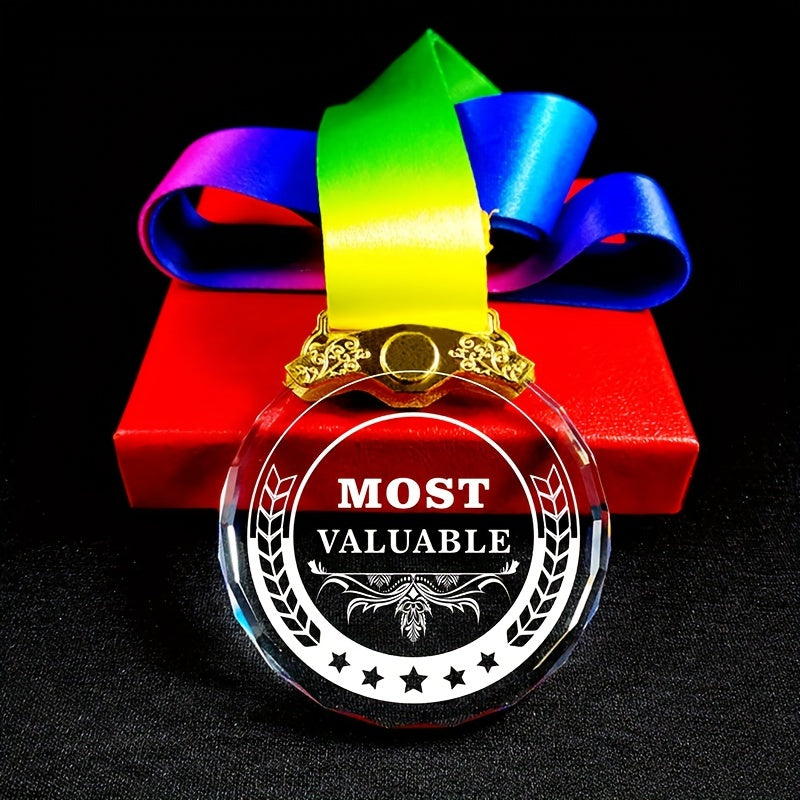 DIY Blank Crystal Award Medals - Create Your Own Trophy with Ribbon and Gift Box