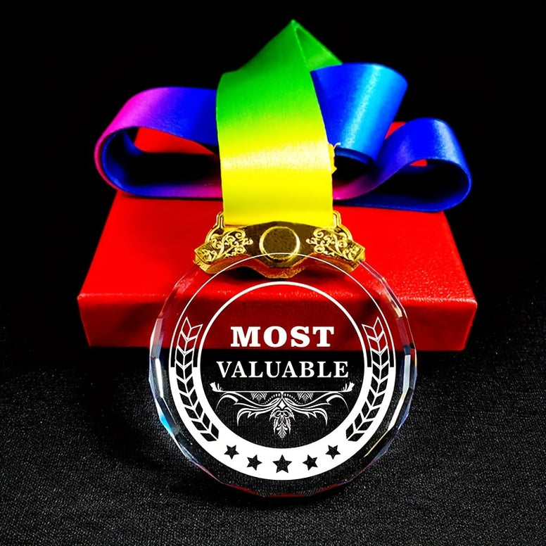 DIY Blank Crystal Award Medals - Create Your Own Trophy with Ribbon and Gift Box