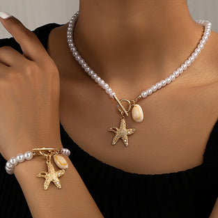 French Romantic Style Jewelry Set with Trendy Starfish Design