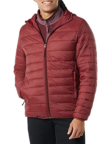 Metro Muscat Essentials Men's Lightweight Water-Resistant Packable Hooded Puffer Jacket, Black, Large