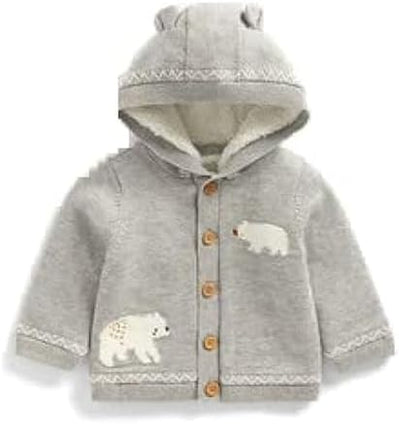 MOTHERCARE Baby Boy Bear Borg-Lined Knitted Hoody