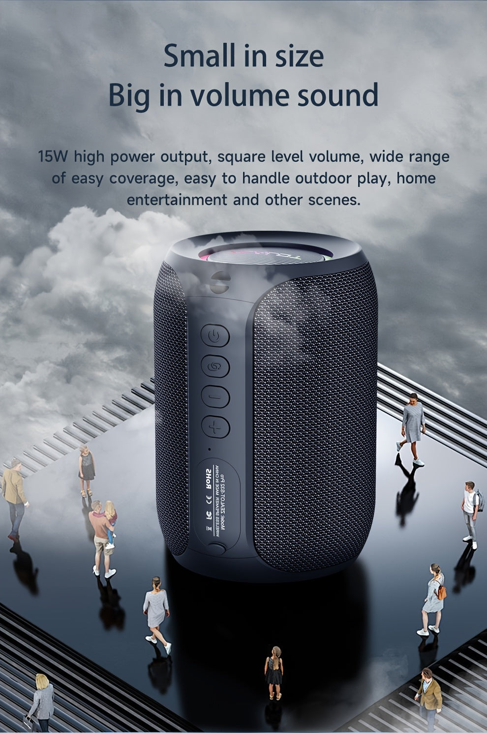 S32 Pro 15W Wireless Speaker: Outdoor Portable Subwoofer with IPX-6 Waterproof Rating, Dual Pairing, and Long Playtime for Booming Bass and Loud Stereo Sound