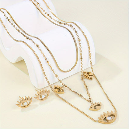 18k Gold Plated Jewelry Set Stylish Earrings  Necklace Combo