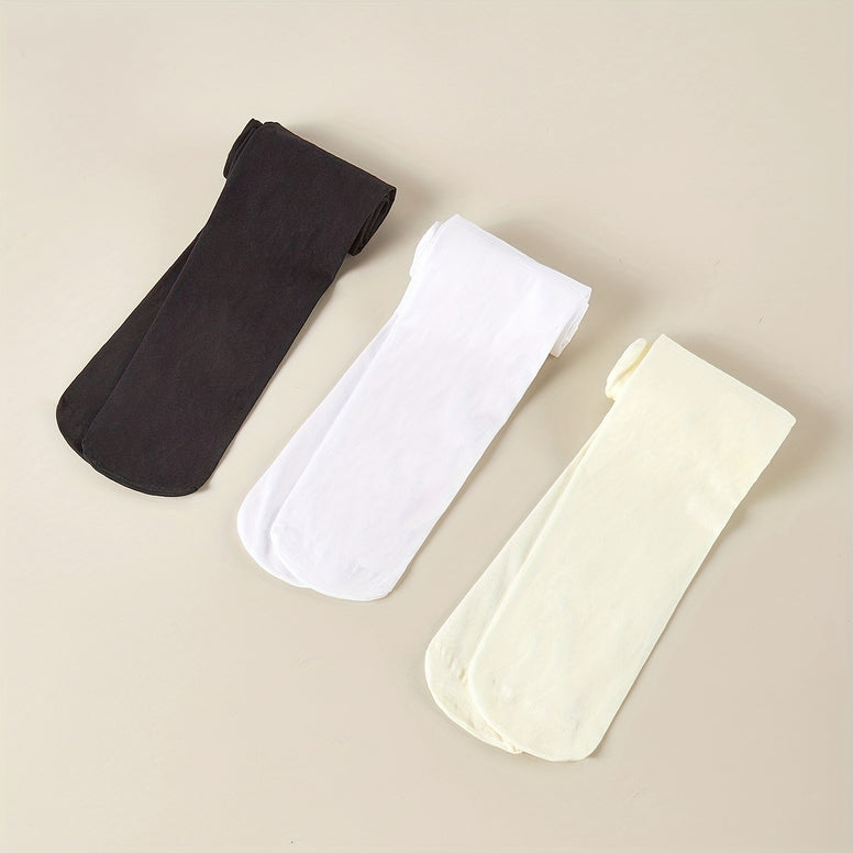 3Pcs Baby Girls Casual Plain Color Pantyhose: Comfy and Breathable Leggings for Summer