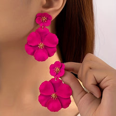 Bohemian Pink Flower Dangle Earrings: The Perfect Ornament for Vocation Parties