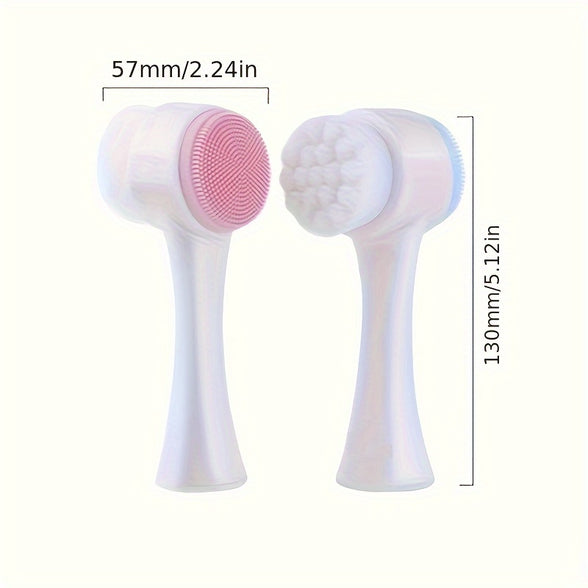 Double-Sided Silicone Facial Cleansing Brush: