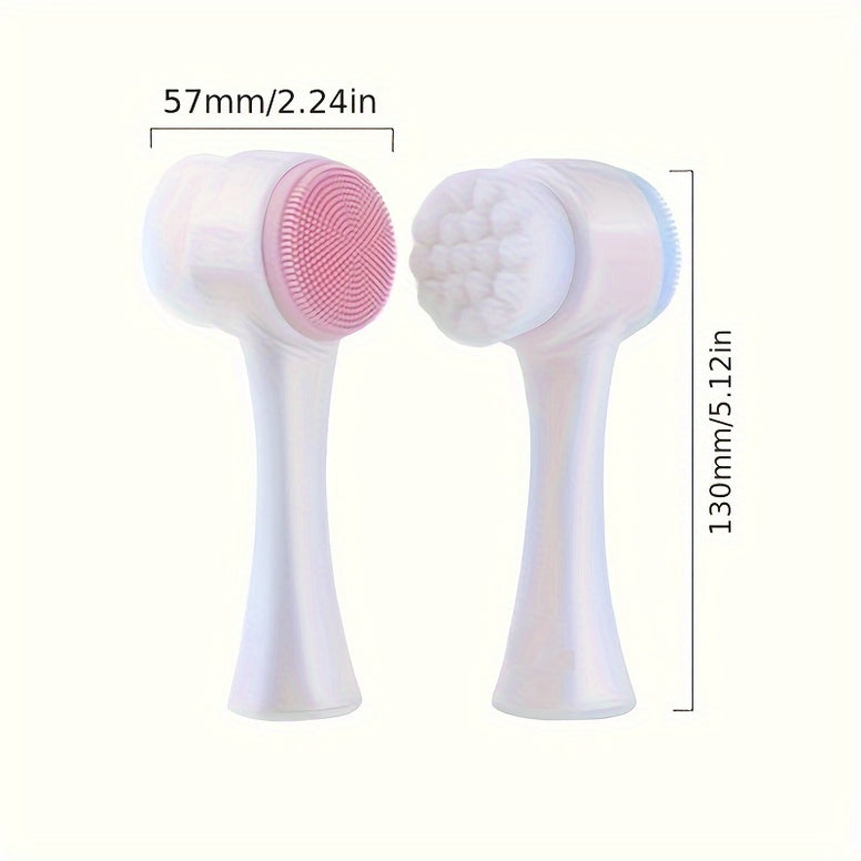 Double-Sided Silicone Facial Cleansing Brush: