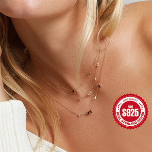 Exquisite 925 Sterling Silver Zircon Necklace for Women