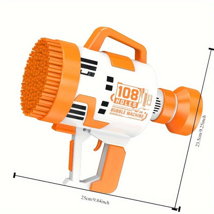 108 Holes Super Strong Bubble Spitting Rocket Cartridge Bubble Machine, LED Light Bubble Gun, Two Colors Available, Outdoor Party Water Play Toys(Not Include Battery And Bubble Liquid)