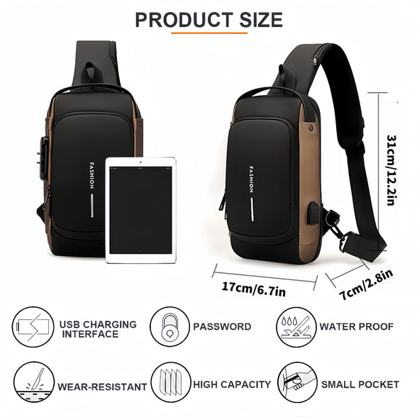 Secure Fashionable Sling Bag with Password Lock for Stylish Travelers - Perfect for Daily Commutes and Leisure Hangouts!