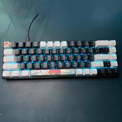 Ultimate Gaming Experience: Portable 60 Mechanical Gaming Keyboard with Ice Blue LED Backlit Compact 68 Keys Mini Wired Office Keyboard with Blue Switch - Perfect Gift for Gamers!