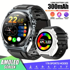 EIGIIS Smart Watch: 3.63cm AMOLED HD Screen, Sleep Tracker, Wireless Call, Pedometer, Music Control, 100  Sport Modes, Rugged Business Style Watch for iPhone and Android - Perfect for Men!