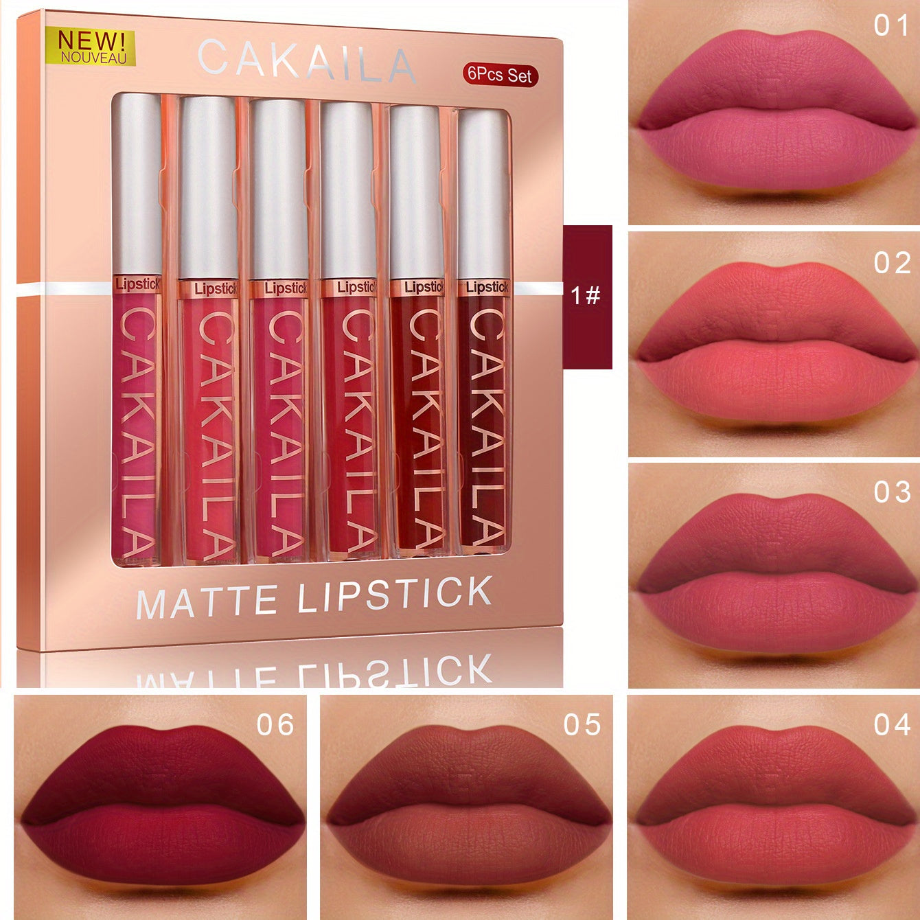 Matte Liquid Lipstick Set: Dark Red Waterproof Lip