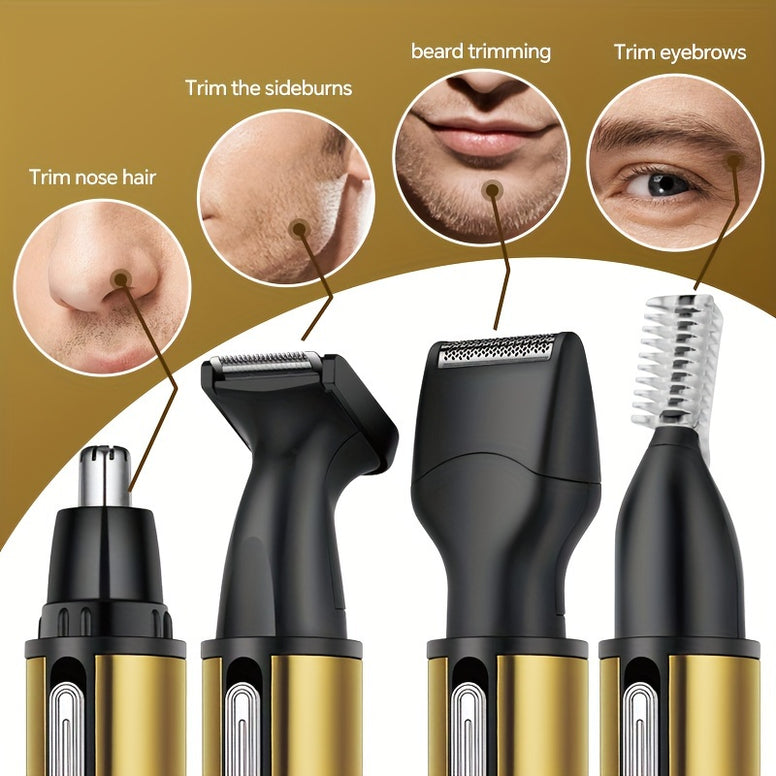 4-in-1 Rechargeable Trimmer for Men: Nose, Beard, Ear, and Eyebrow Trimming - Holiday Gift for Him