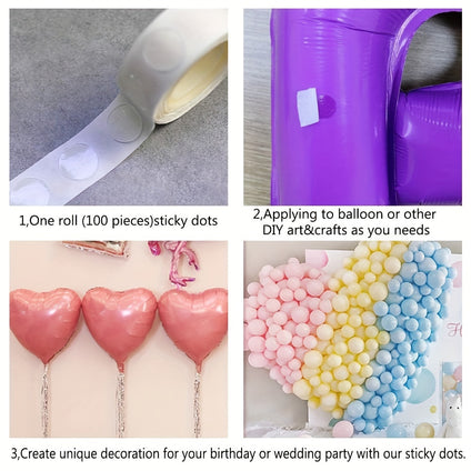 1000 Points Of Adhesive, Balloon Glue, invisible Double-sided Adhesive For Balloons, Dots Of Adhesive Particles, Circular Adhesive Dots Without Leaving Any Marks, Tape Used For Weddings, Birthday Parties, Balloons, DIY Decoration,