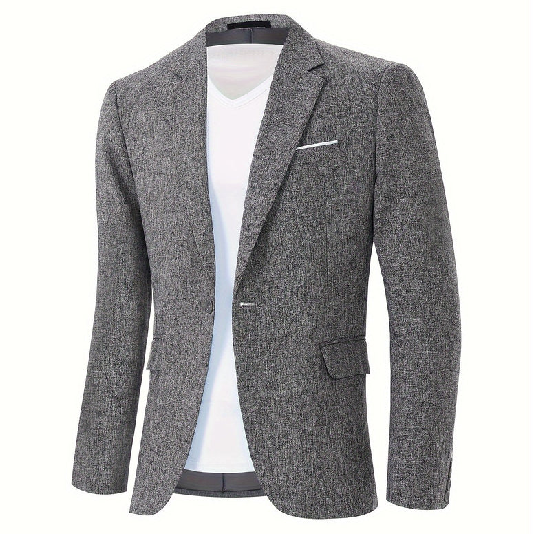 Men's Classic Business One-Button Blazer: A Solid Color Essential for Spring and Fall