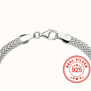 Stunning 18K Plated Sterling Silver Mesh Link Bracelet Gift