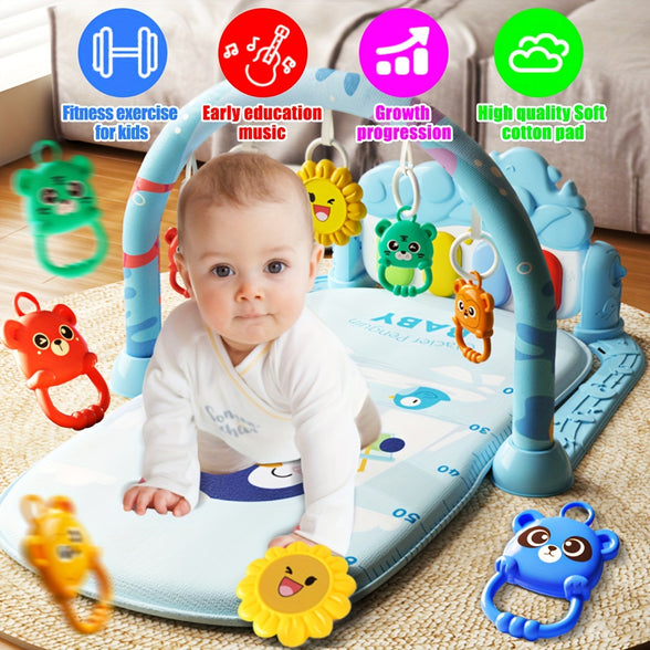 Musical Baby Activity Mat Soft Tummy Time Play mat with Hanging Toys